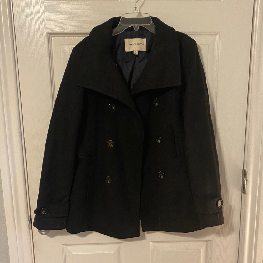 Thread and supply black pea coat
